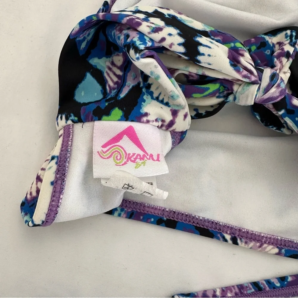 Flower Tie Dye Bikini Set with Fringe Details size 12